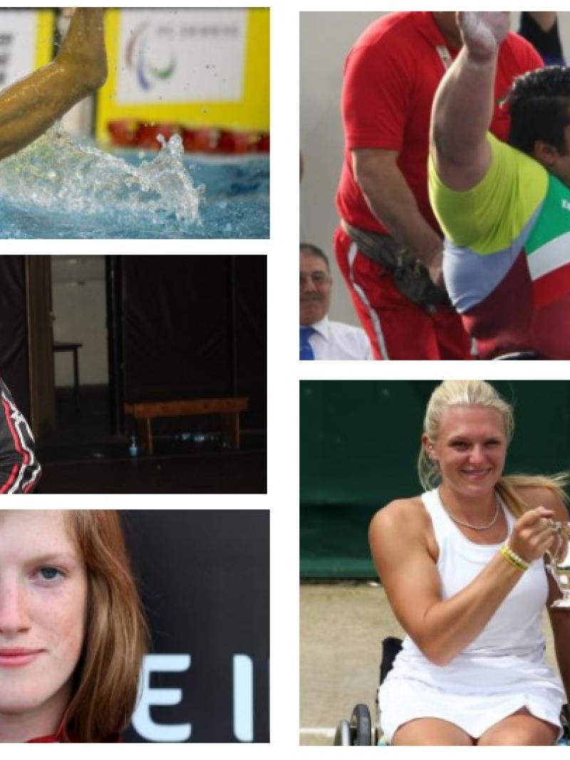 Collage of five athletes photos
