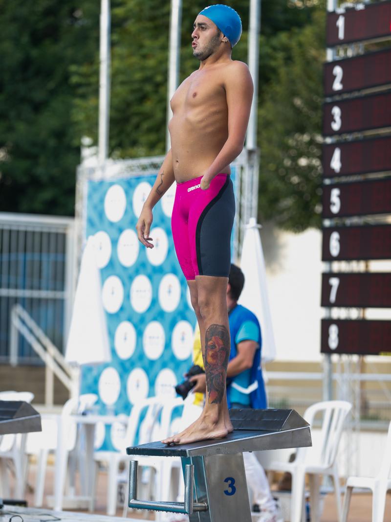 Ruiter Antonio Goncalves Silva of Brazil competes in the Men's 50 meters freestyle final at Ibirapuera Sports Complex during day two of the Caixa Loterias 2015 Paralympics Athletics and Swimming Open Championships on April 24, 2015 in Sao Paulo, Brazil.
