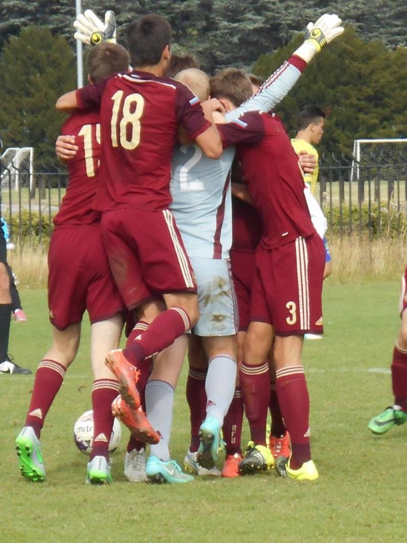 Football team celebrating