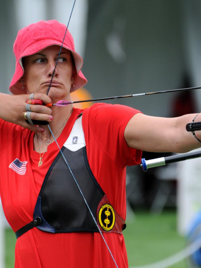Female archer competes