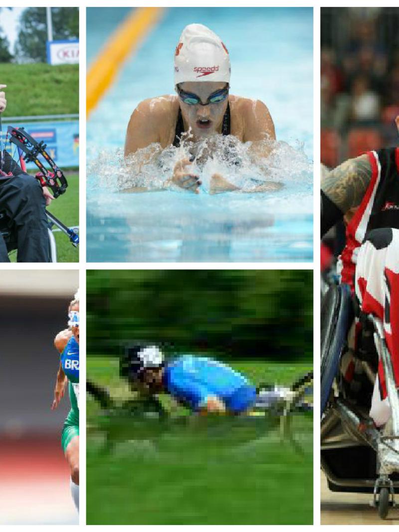 Collage of five athlete photos