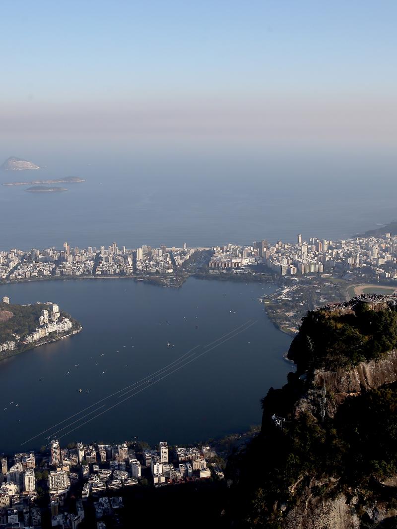 Aerial view of Lagoa Rodrigo de Freitas in Rio, Brazil, which will host rowing and canoe events during the 2016 Paralympic Games.