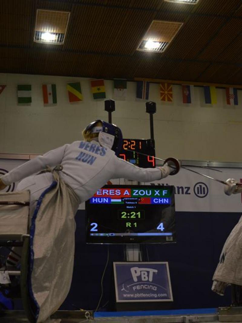 Two wheelchair fencers battle it out at the 2015 World Championships