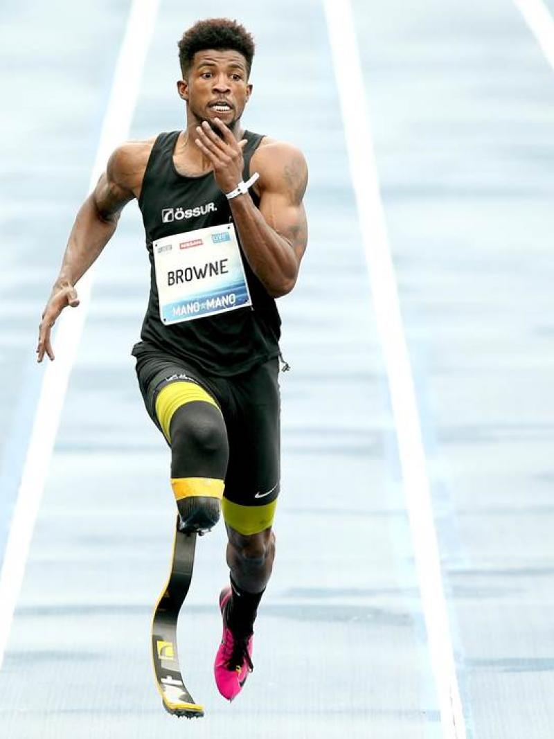 Richard Browne of the United States compete in the Mano a Mano Athletics Challenge