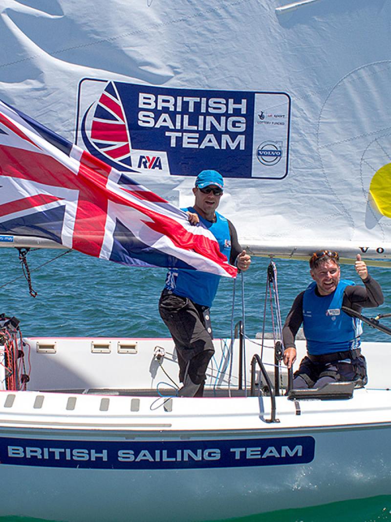 The British team of John Robertson, Hannah Stodel and Steve Thomas took gold at the 2015 Para World Sailing Championships in Melbourne, Australia.