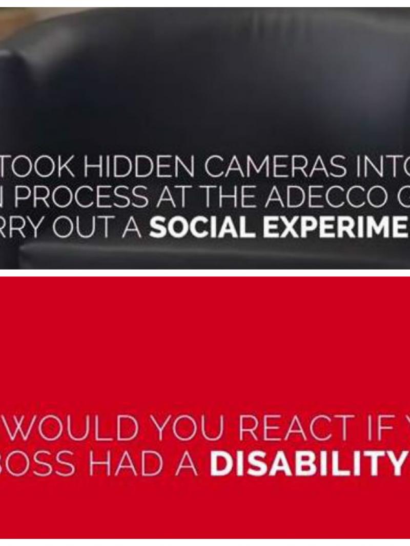 A hidden camera captures people's reactions on their potential boss having an impairment.