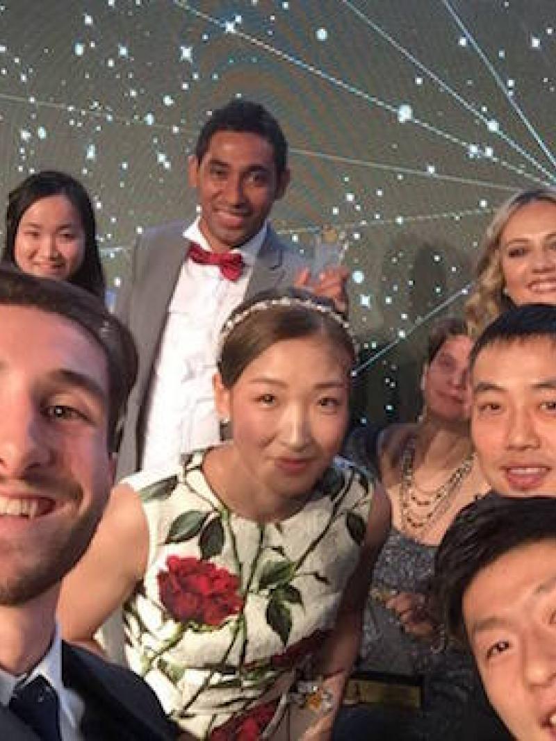 Selfie of seven people