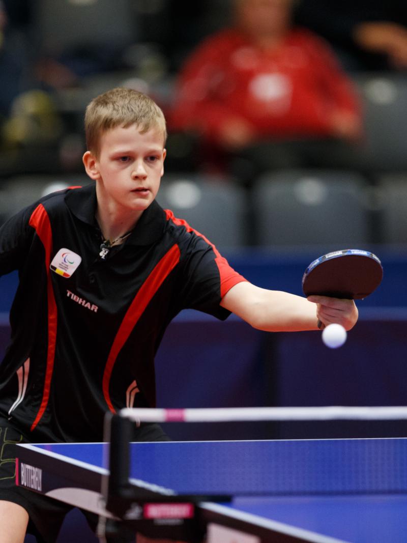 Man plays table tennis