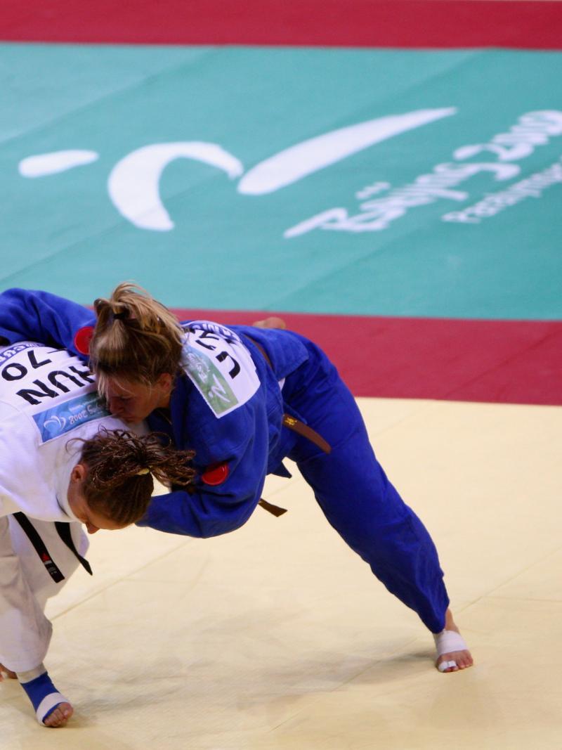 two judo players competing