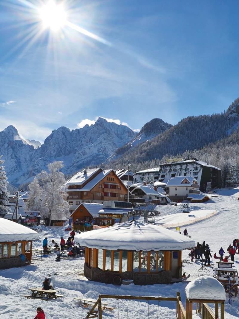 View on slopes in the sunshine