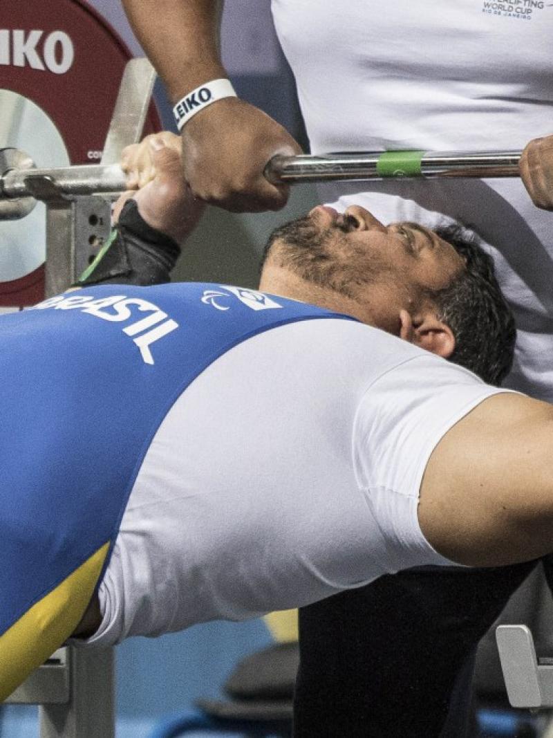 A powerlifter prepares to take the strain