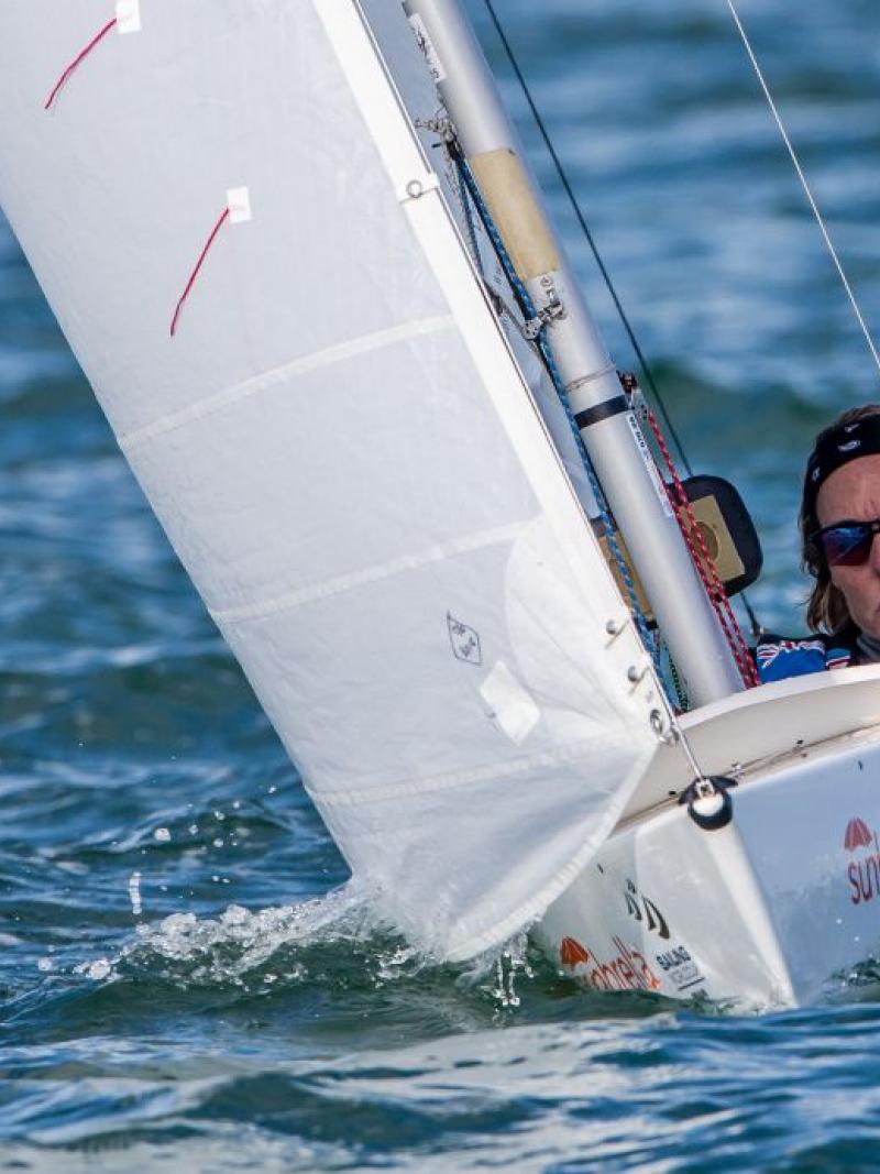 Woman in sailing boat.