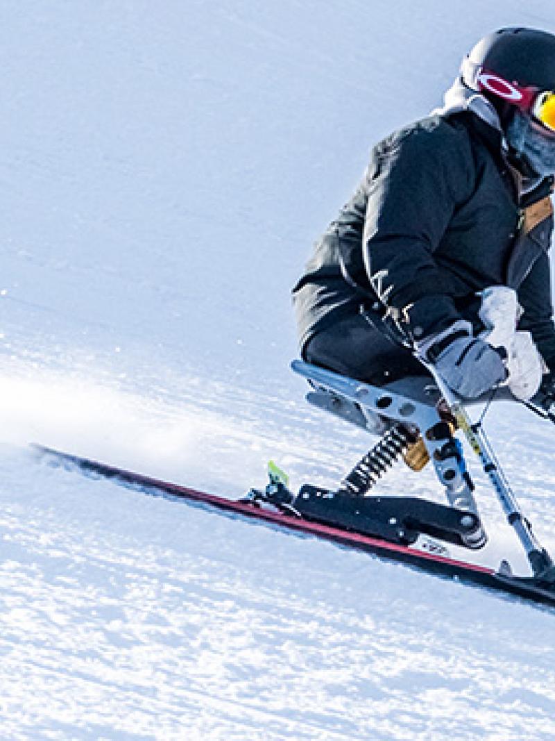Man on mono ski during a run