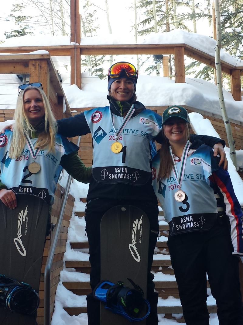 The Netherlands' Bibian Mentel-Spee secured her second World Cup win in Aspen and was joined on the podium by teammate Lisa Bunschoten and the USA’s Heidi Jo Duce.