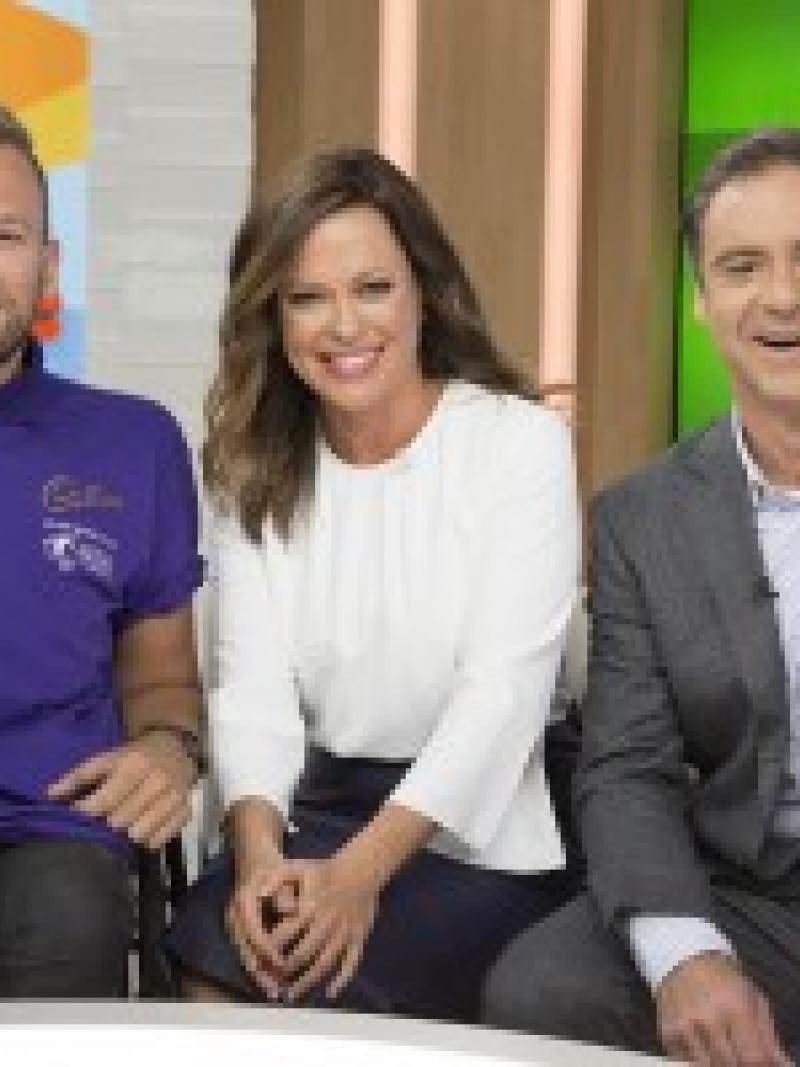 Paralympian Dylan Alcott with Weekend Sunrise hosts Angela Cox and Andrew O’Keefe
