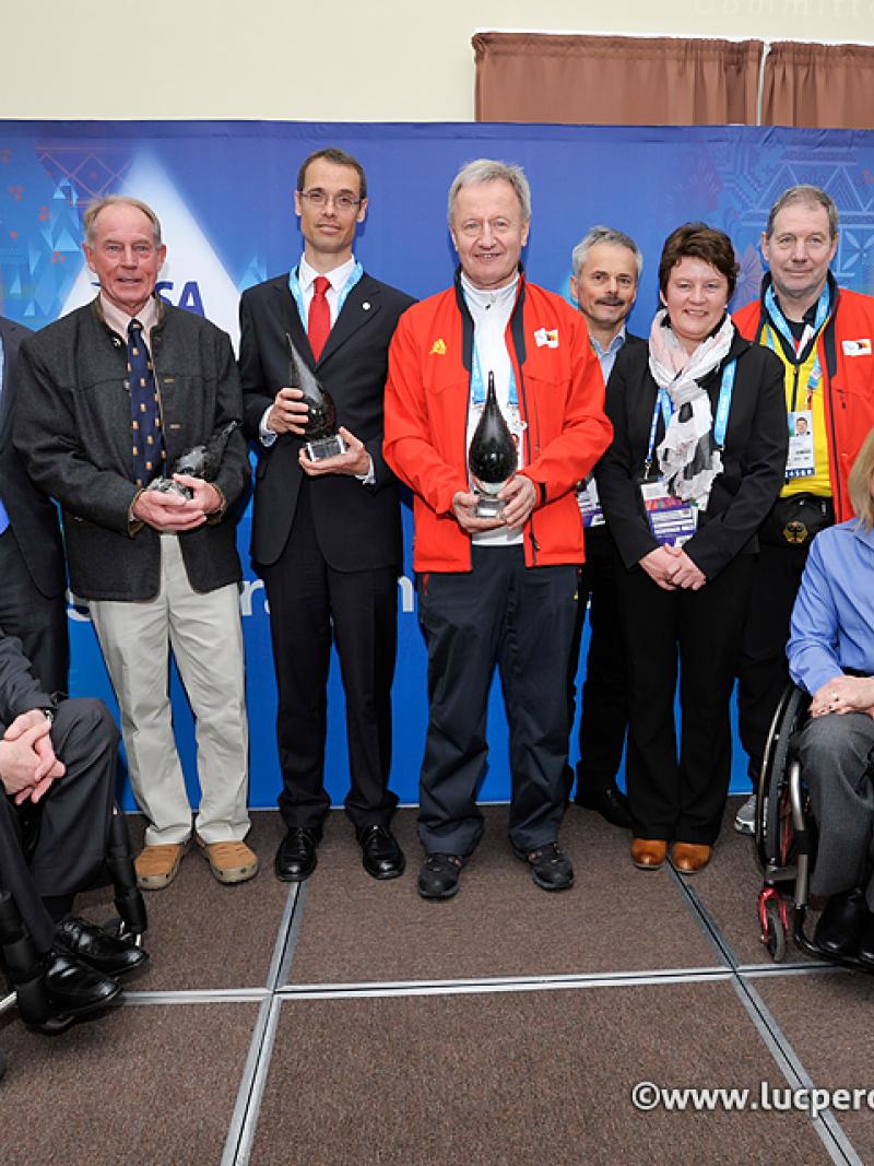 A group picture of the 2014 Visa Paralympic Hall of Fame inductees.