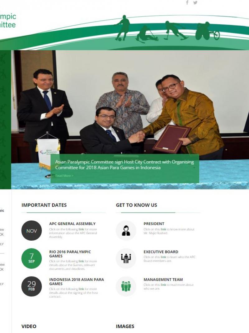 Screenshot of what the new Asian Paralympic Committee's website
