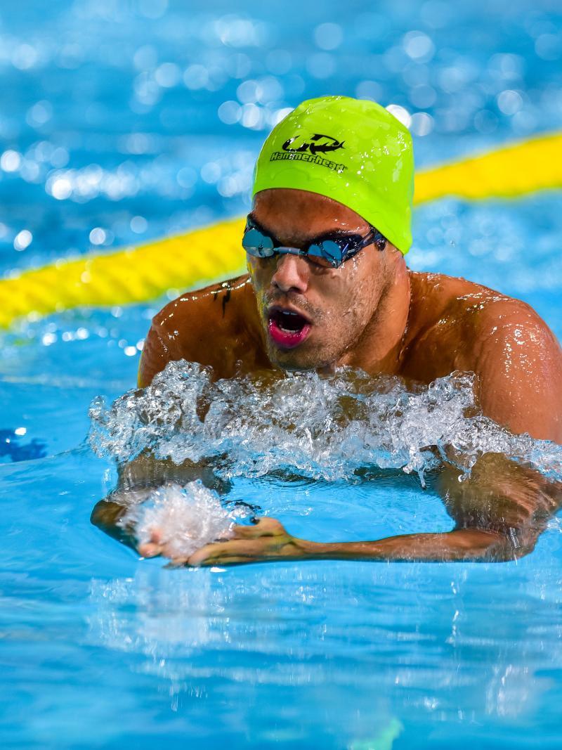 Andre Brasil of Brazil competes at the 2016 IPC Swimming European Open Championships in Funchal, Portugal.