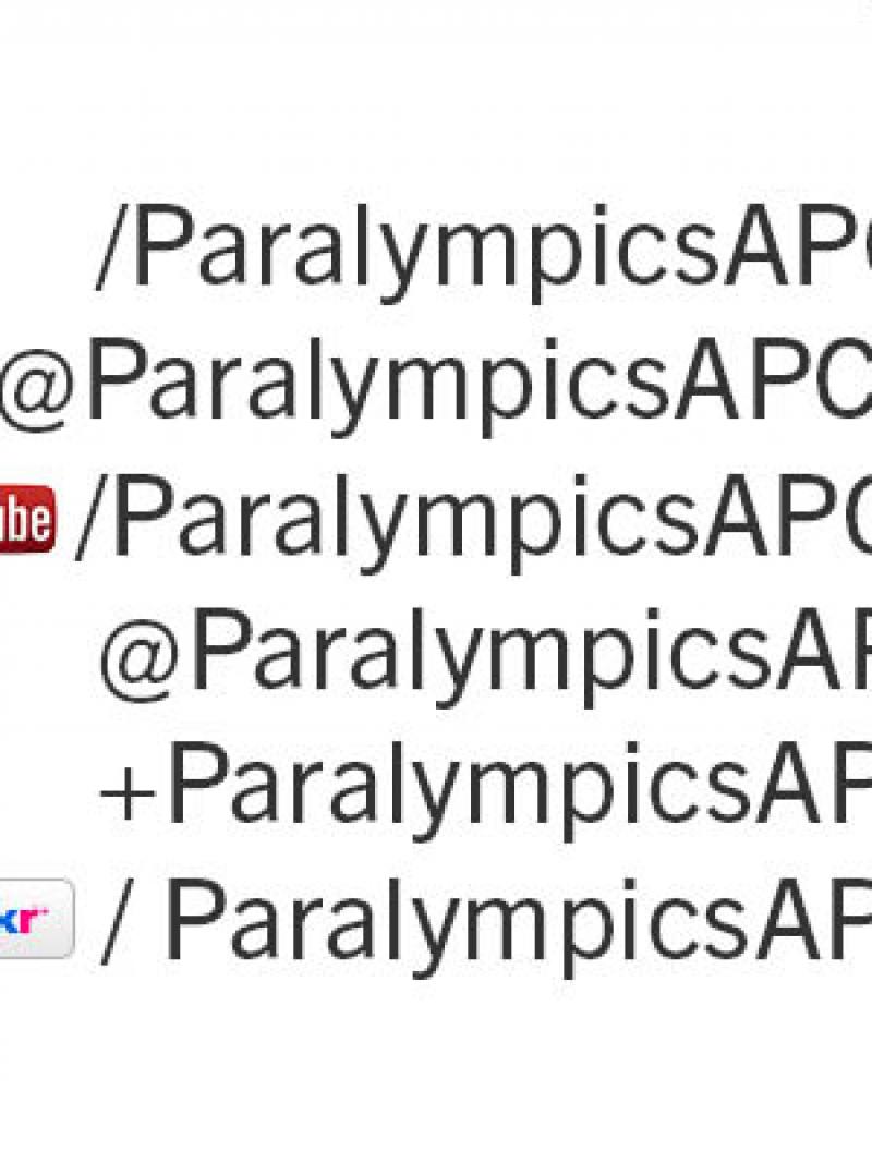 Graphic with social network logos and the text ParalympicsAPC