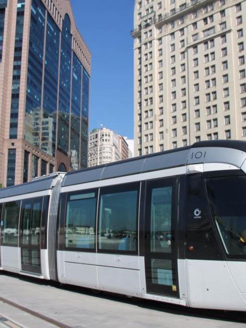 Tram in a city