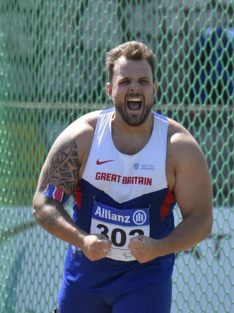 Man in GB jersey celebrating