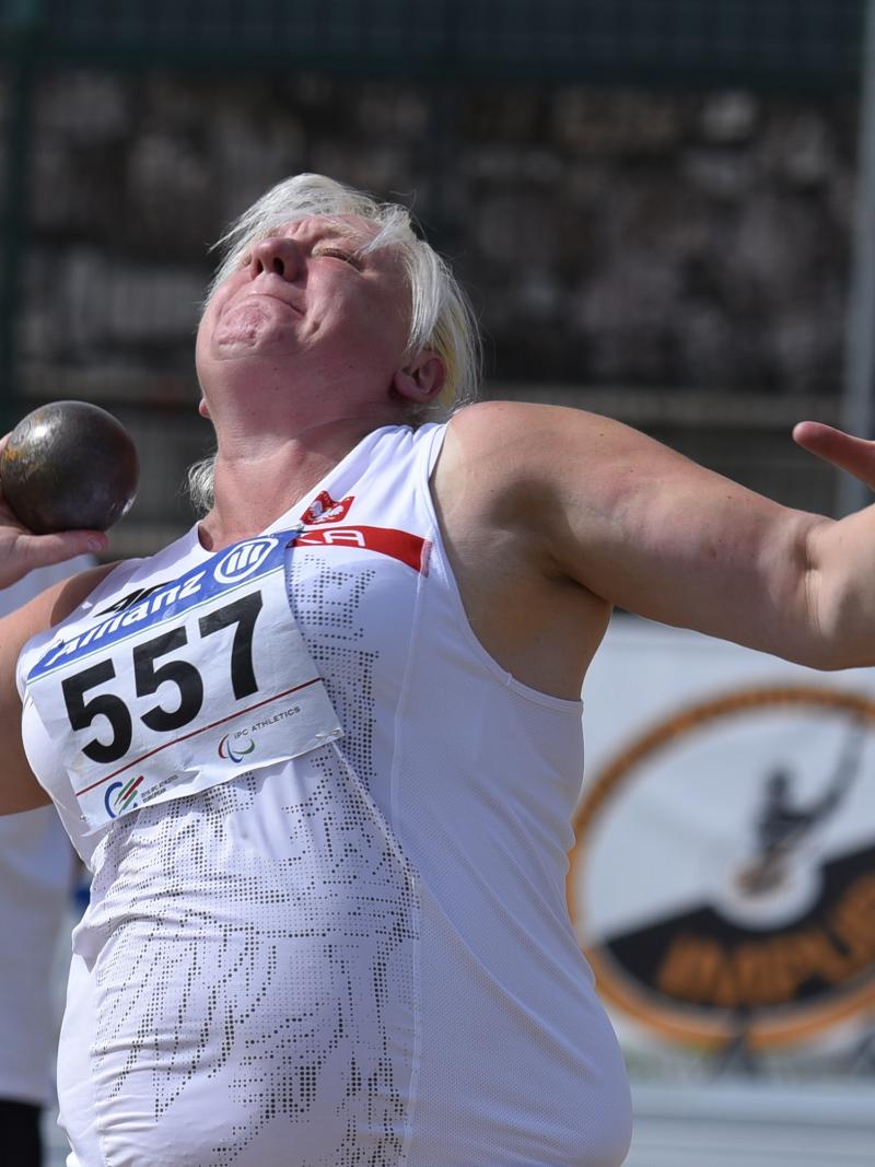 Woman during a shot put