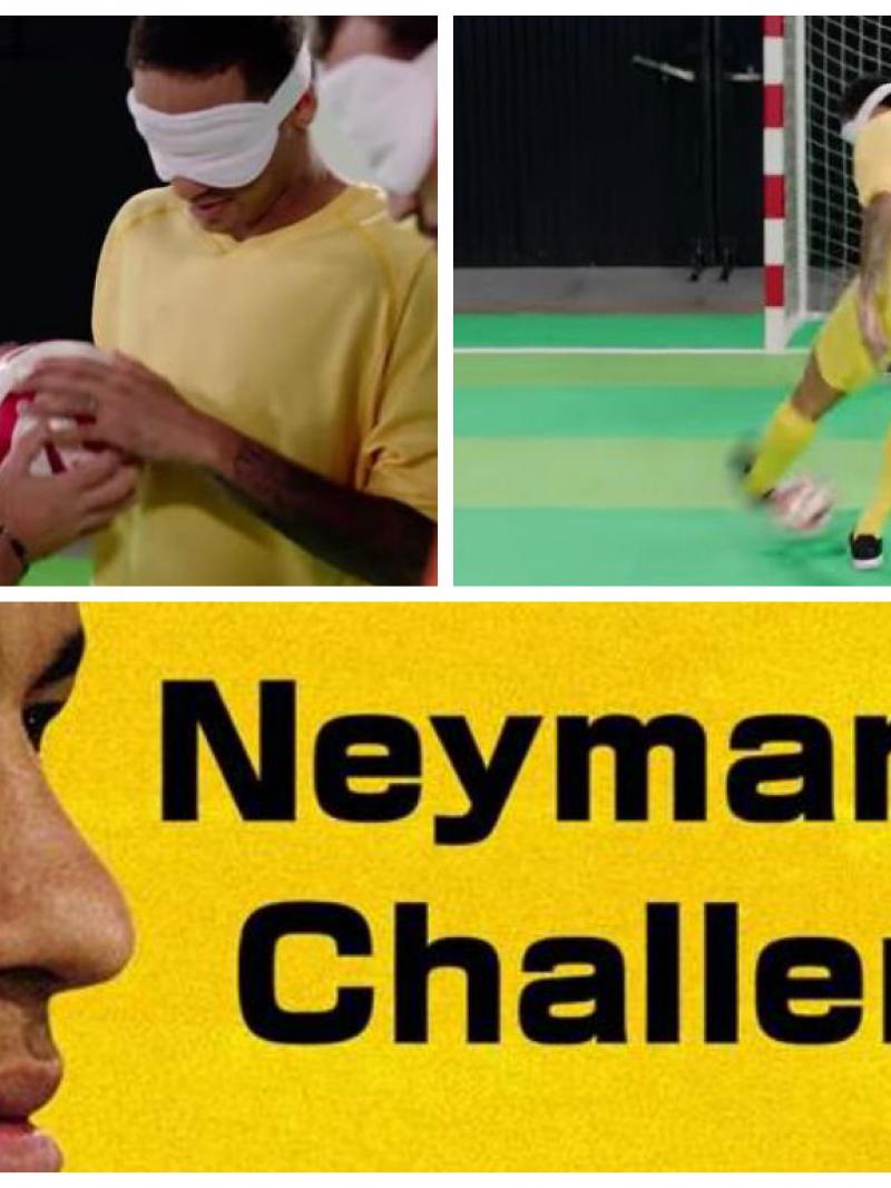 Brazil star Neymar Jr. plays blind football
