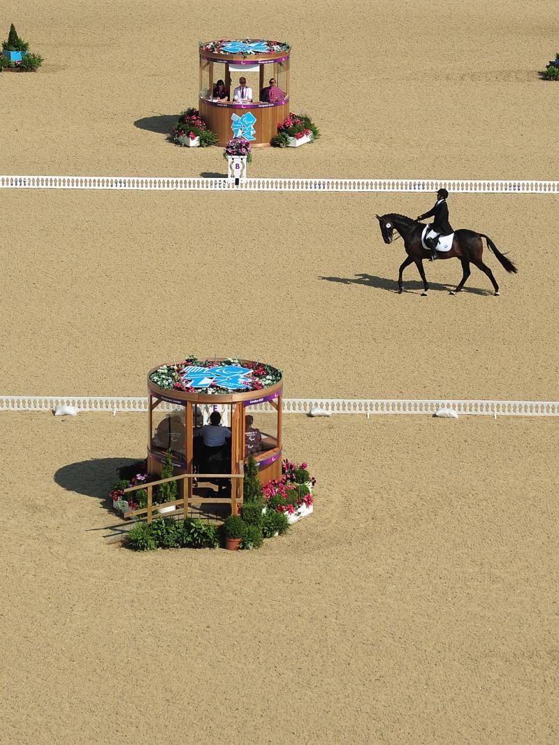 Argentina's Para equestrian rider Patricio Guglialmelli on his horse competing at London 2012.