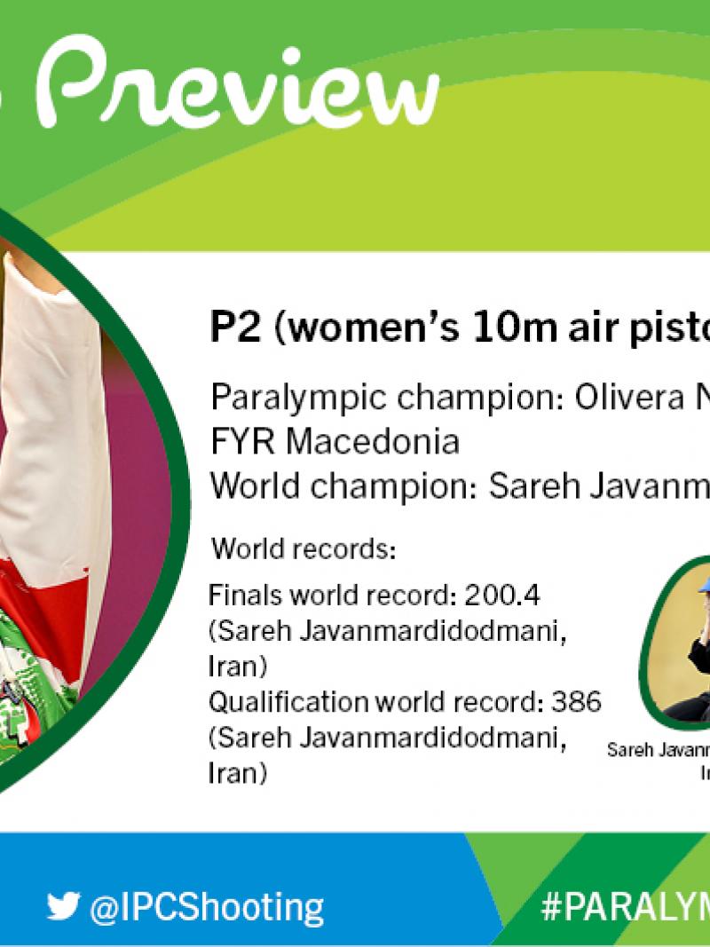 Rio 2016 preview: P2 (women’s 10m air pistol SH1)