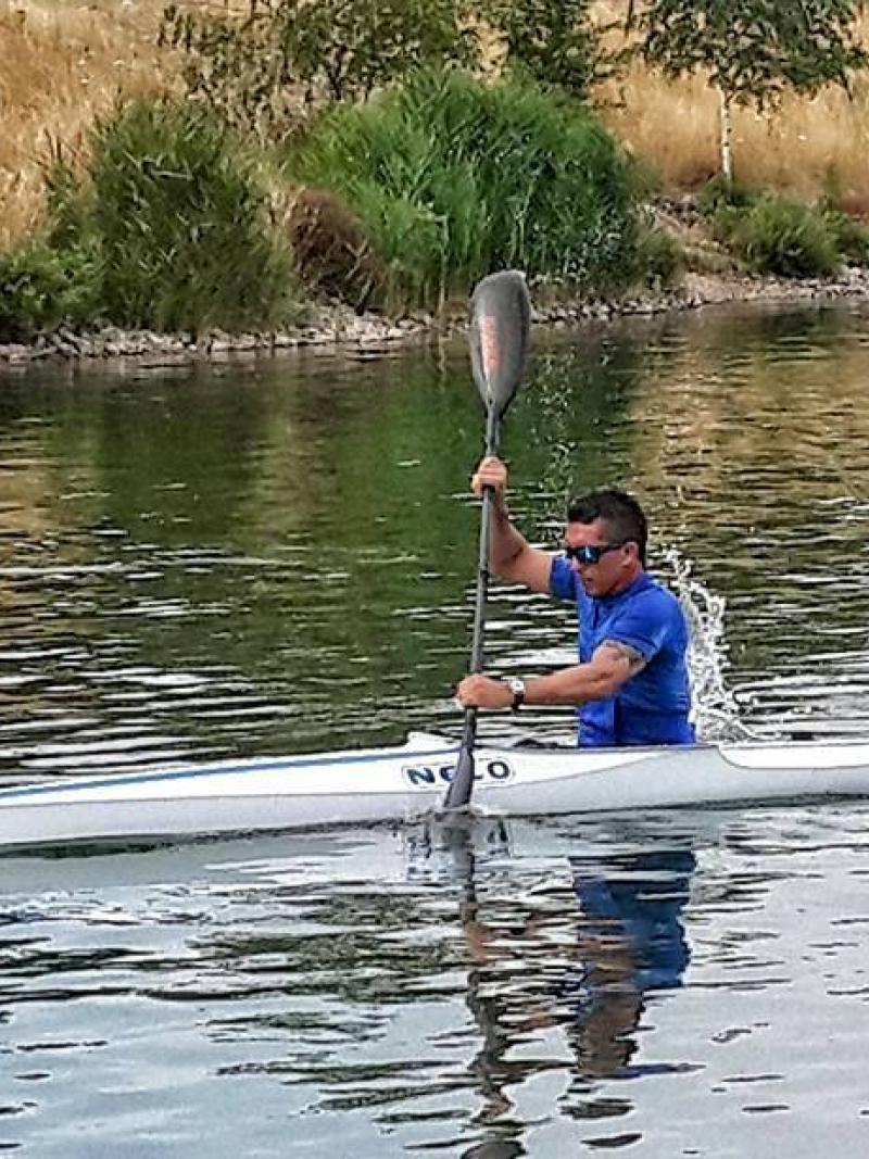 Argentina's Para canoeist Lucas Diaz Aspiroz competing.