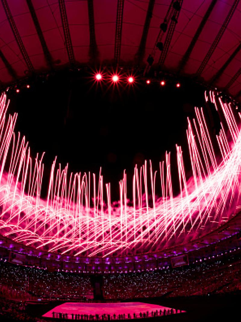 Fireworks explode during the Opening Ceremony of the Rio 2016 Paralympic Games at Maracana Stadium