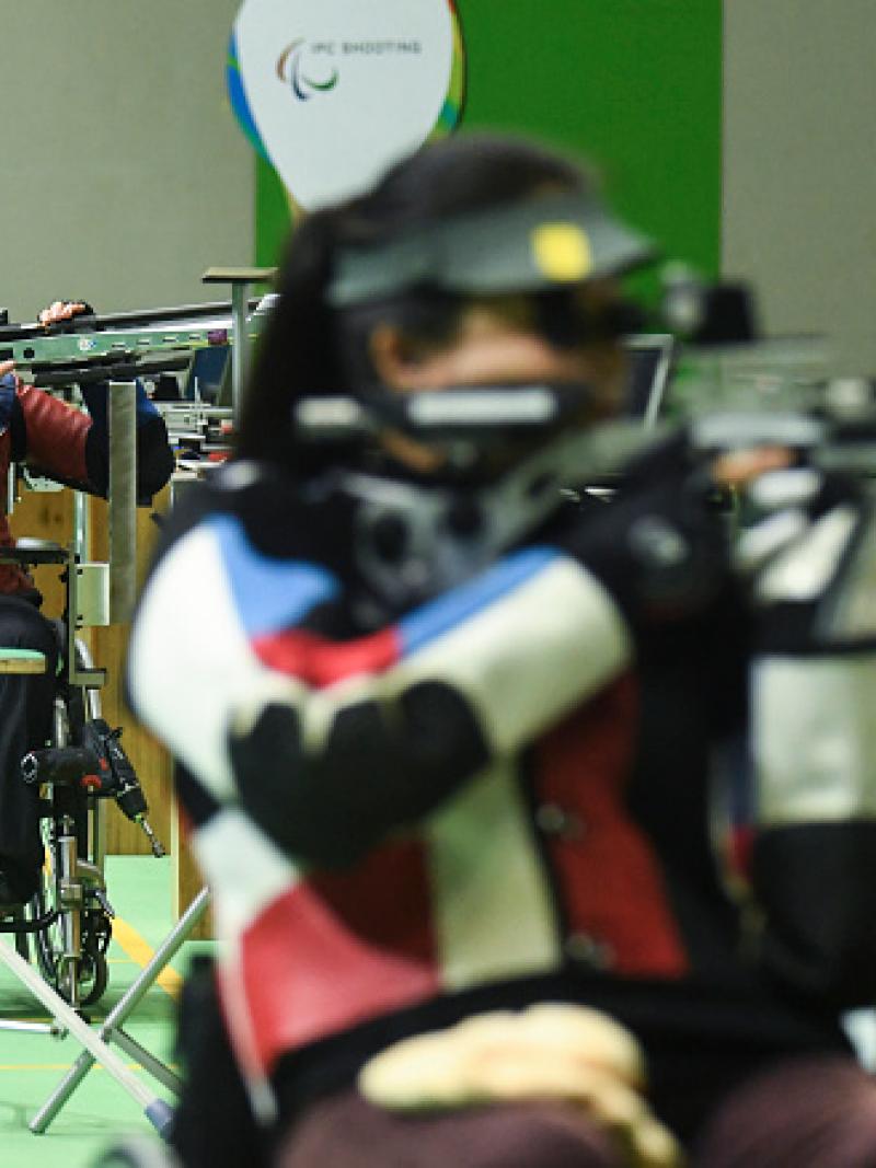 Veronika Vadovicova gold medalist at Shooting R2 Women's 10m Air Rifle Standing SH1 Final