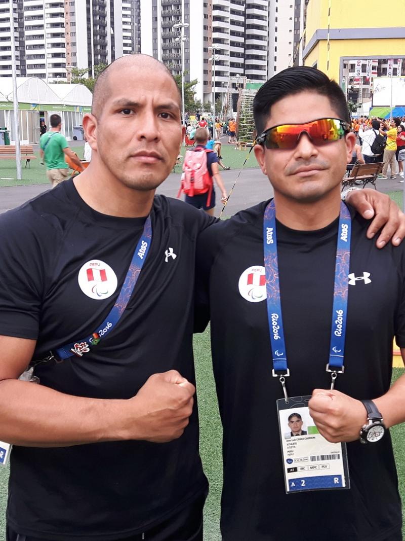 Two Peruvian soldiers at the Paralympic Village