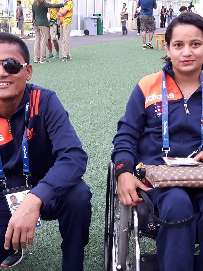 Members of Nepal's delegation at the Athletes Village