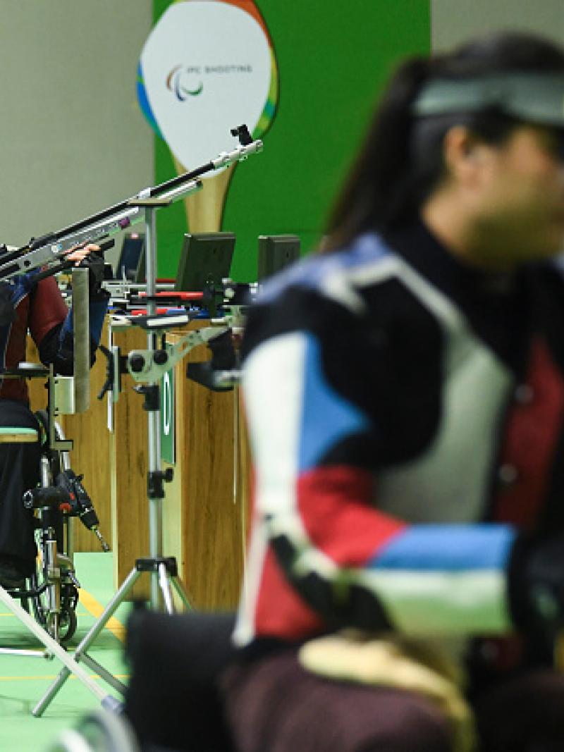 Veronika Vadovicova gold medalist at Shooting R2 Women's 10m Air Rifle Standing SH1 Final at the Rio 2016 Paralympic Games.