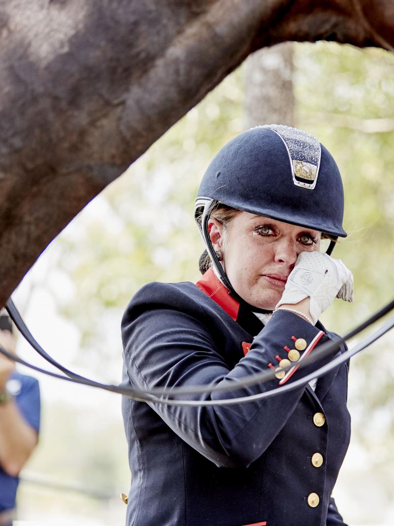 Natasha Baker (GBR) was overcome with emotion on winning her grade II individual gold medal.