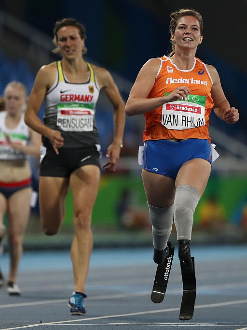 Marlou van Rhijn of Netherlands competes in the Women's 200m - T44 Fina