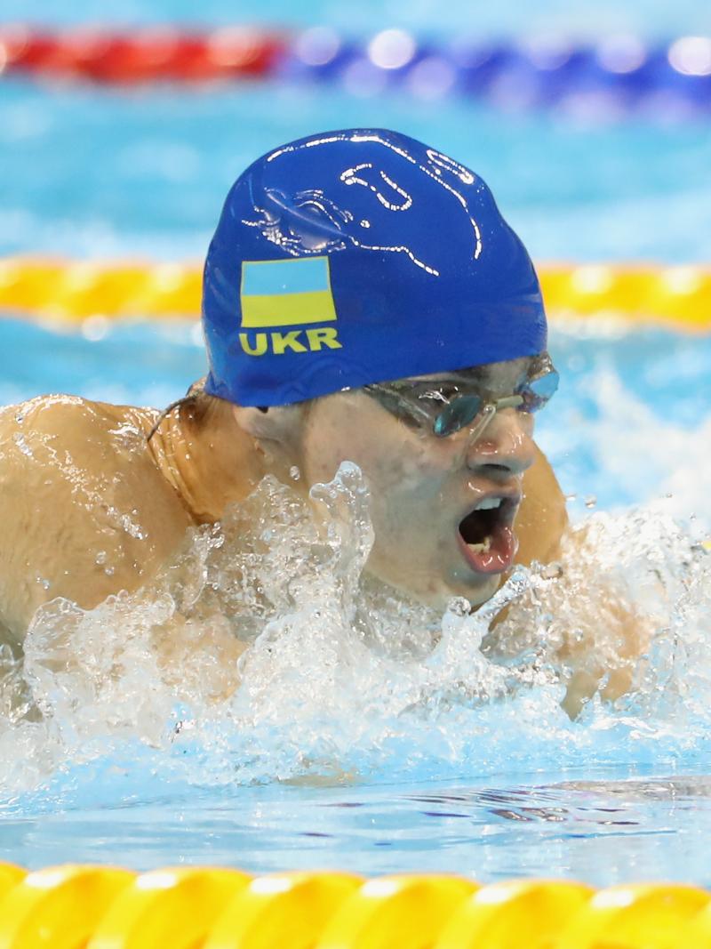 Ievgenii Bogodaiko of the Ukraine competes in the men's 100m breaststroke SB6 final at the Rio 2016 Paralympic Games.