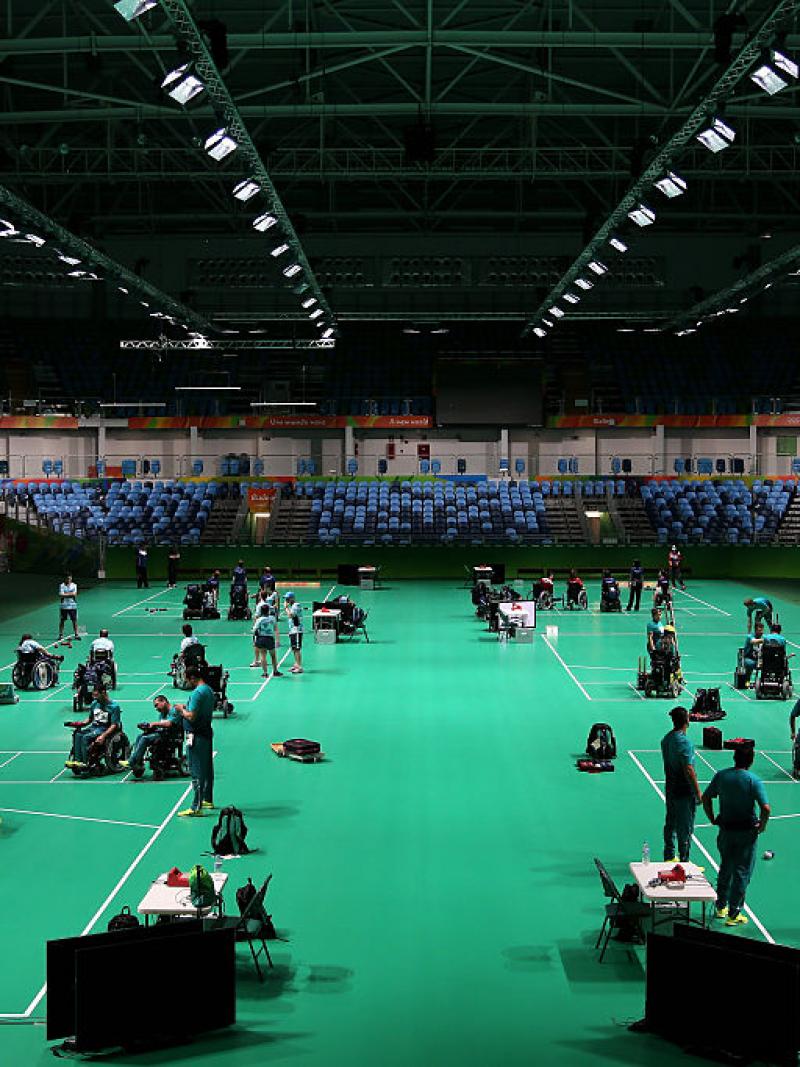 A general view during a Boccia training session at the Olympic Carioca Arena 2 ahead of the 2016 Paralympic Games in Rio de Janeiro, Brazil. (Photo by Friedemann Vogel/Getty Images)