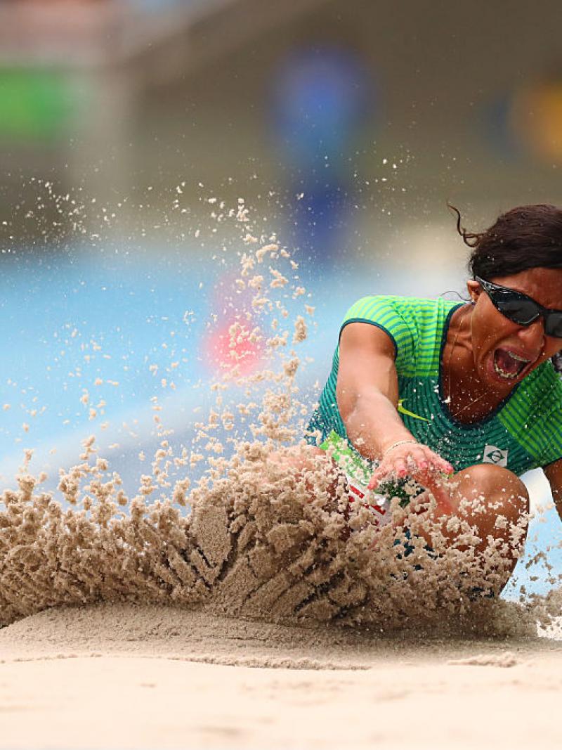Silvania Costa de Oliveira of Brazil competes in Women's Long Jump