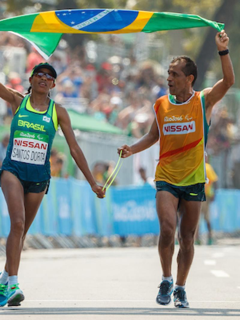 Edneusa De Jesus Santos Dorta BRA Bronze Medal winner in the Women's T12 Marathon at Fort Copacabana.