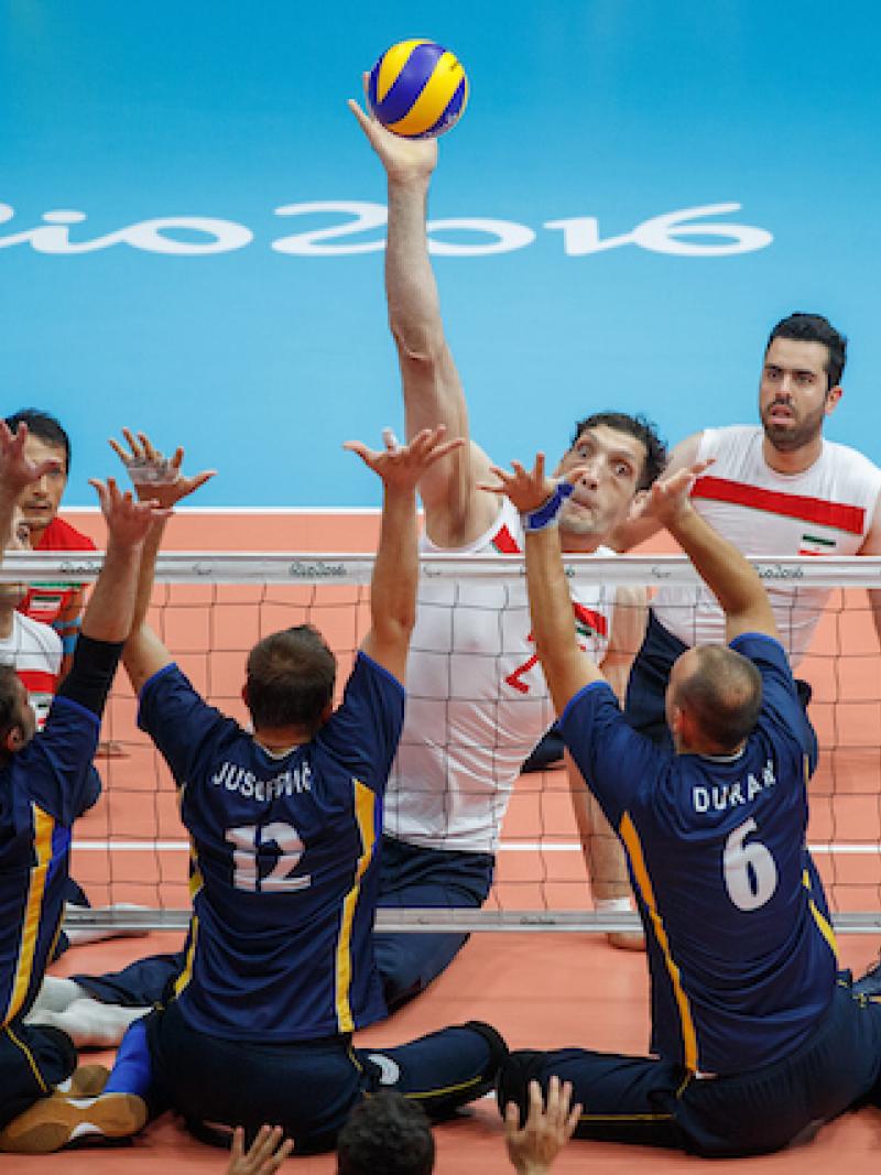 Morteza Mehrzadselakjani IRI stretches to play the ball