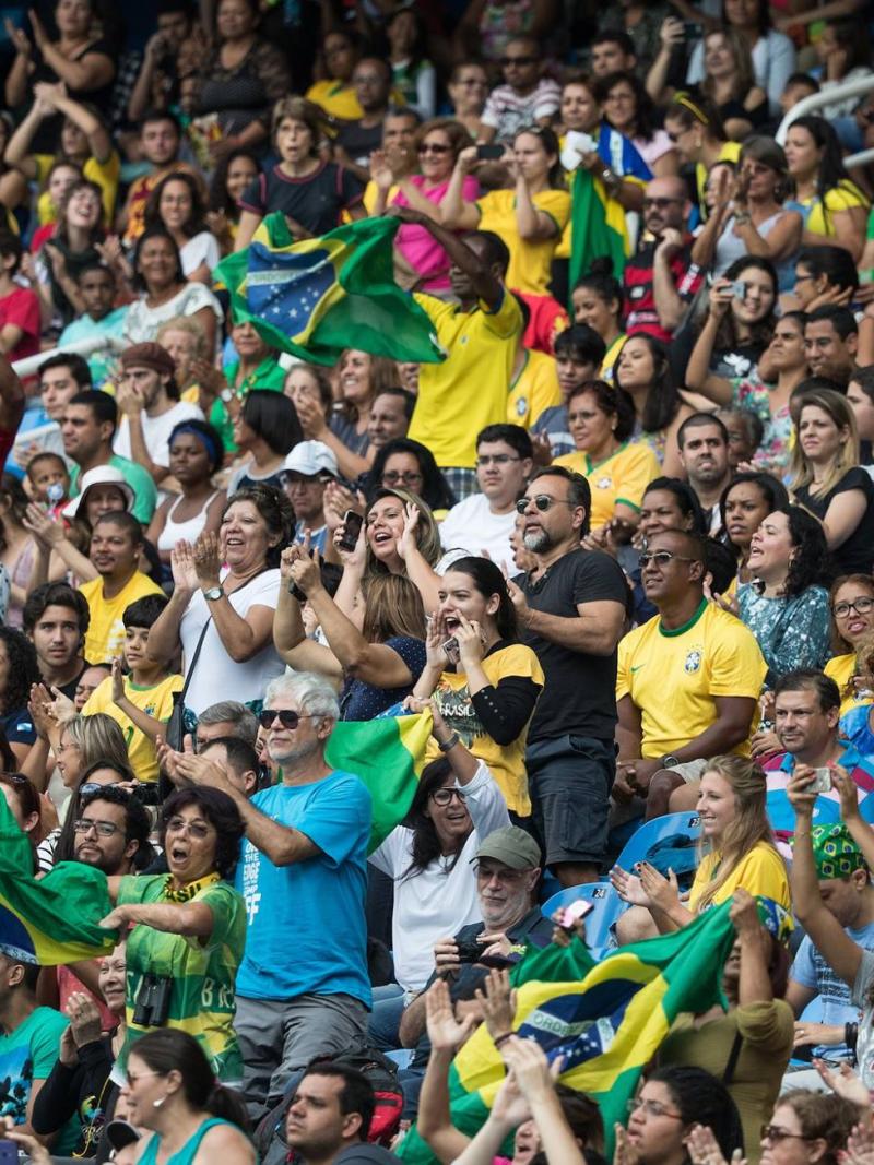 Fans cheering for Brazil at the Rio 2016 Paralympic Games.
