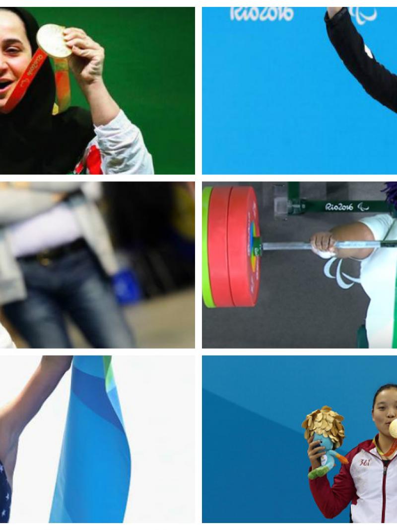 Collage of six female athletes