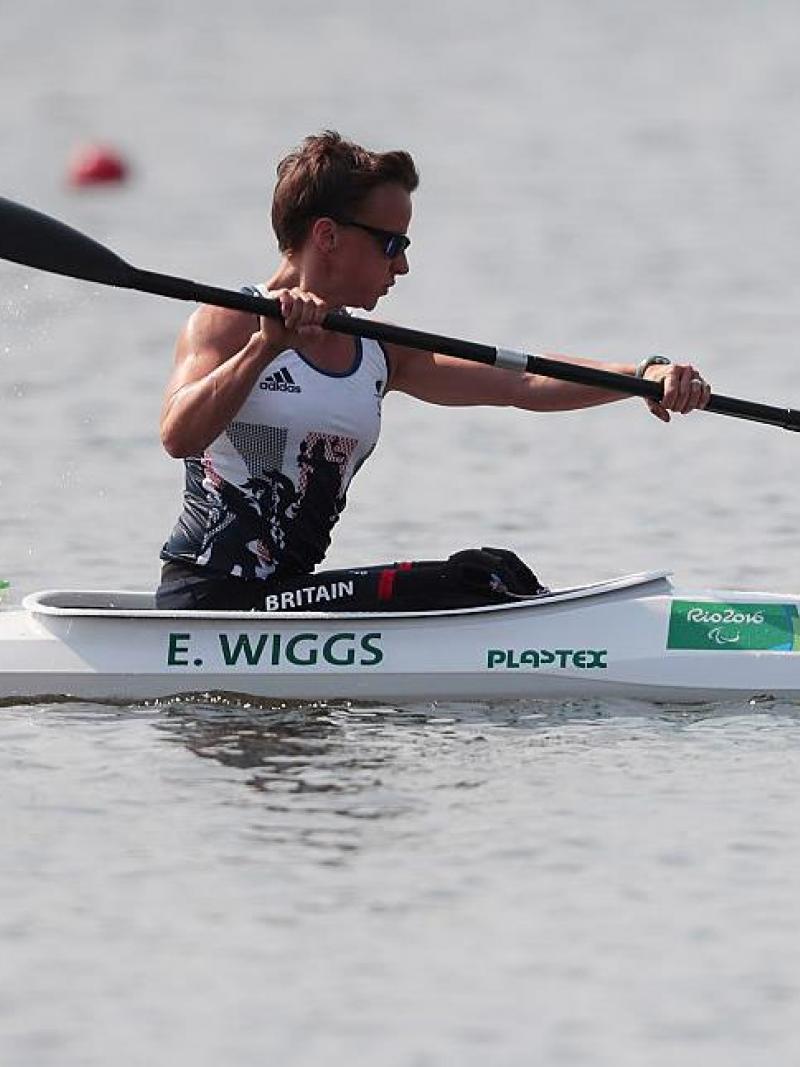 Athlete practicing para-canoe