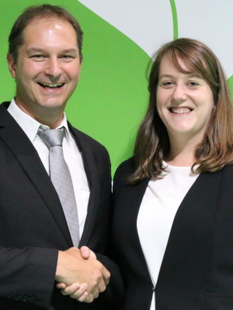 Daniel Isliker, Chief Executive of SIUS, and IPC Shooting Sport Manager Sarah Bond at the Rio 2016 Paralympic Games.