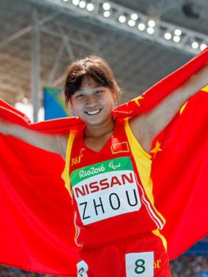 Xia Zhou CHN the Gold Medal winner in the Women's 200m