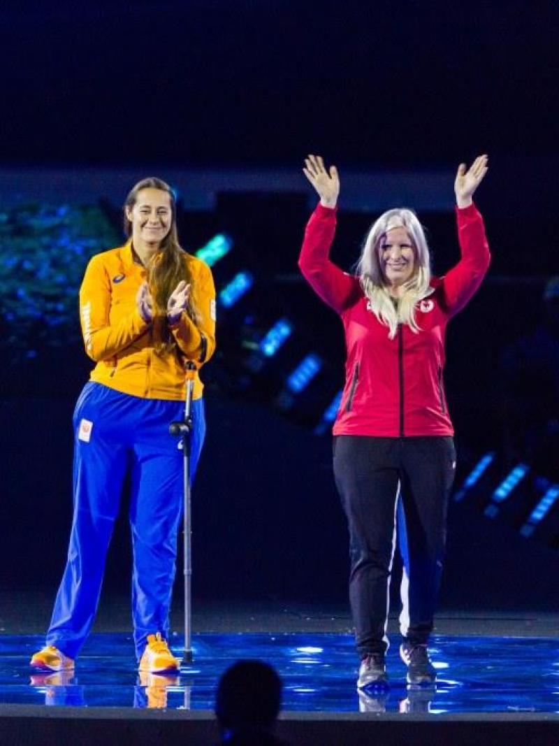 New members of the IPC Athletes Council are introduced during the closing ceremony of the Rio 2016 Paralympic Games.
