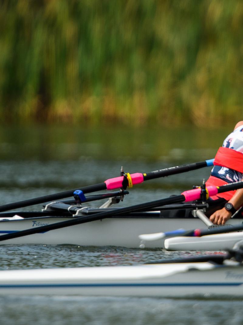 Woman in rowing boat on the water