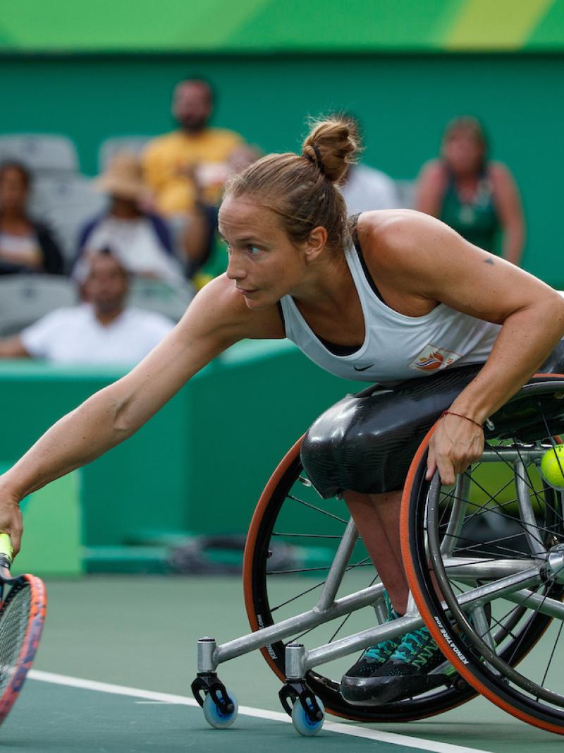 Jiske Griffioen NED playing against Aniek Van Koot NED in the Women's Singles Gold Medal Match